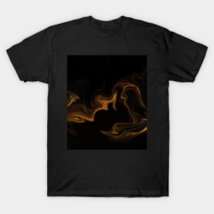 Subtle Gold  - Digital Liquid Paint Swirls T-Shirt